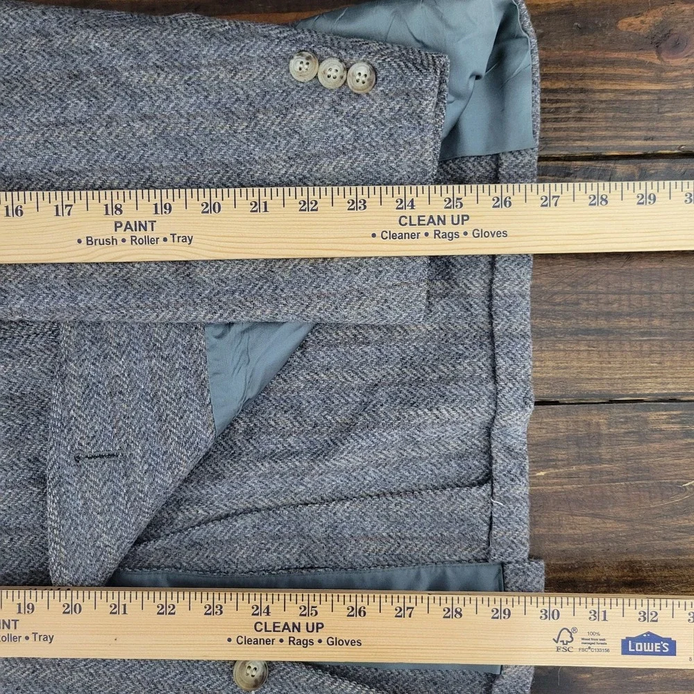 Men's‎ Tweed Style Sport Coat Blazer Two Button Gray Herringbone Wool About 42R
